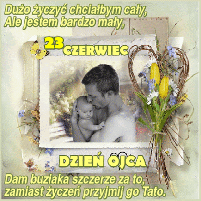 Żółte brokatowe życzenia na dzień ojca
